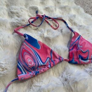 Pink and Blue Swirl Bikini Top small